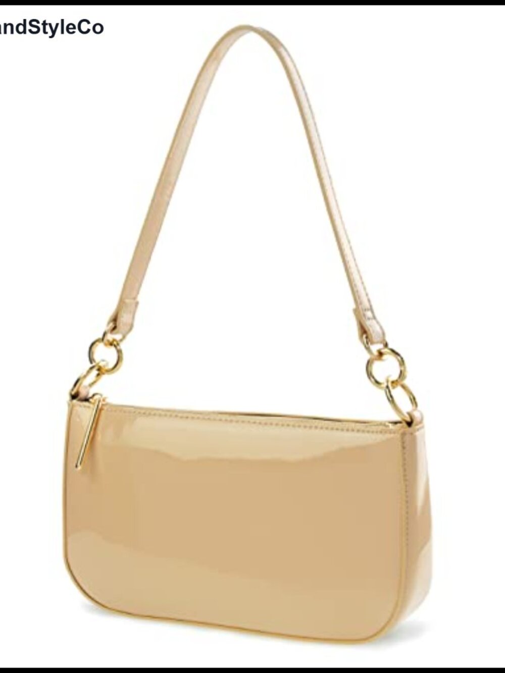 Glossy Faux Patent Leather Women 90s Shoulder Bag Clutch Crossbody Gold Hardware